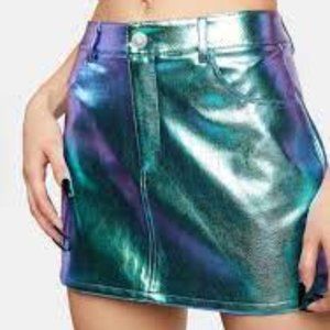 METALLIC FAUX LEATHER SKIRT NWOT